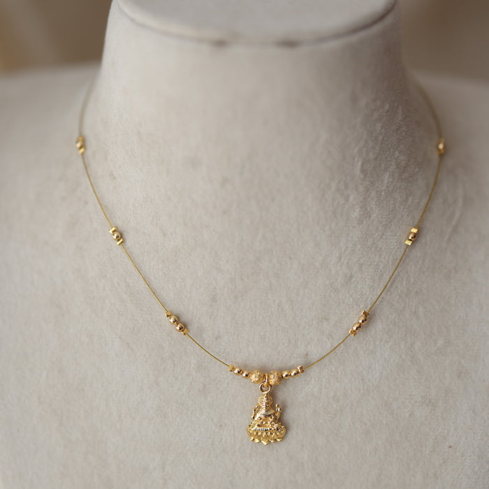 Heritage gold plated temple design invisible short necklace IN956