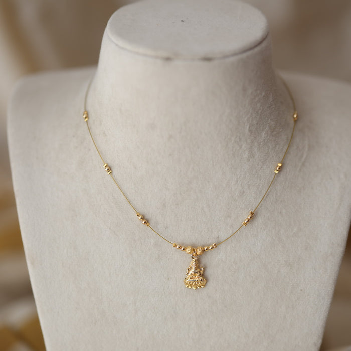 Heritage gold plated temple design invisible short necklace IN956