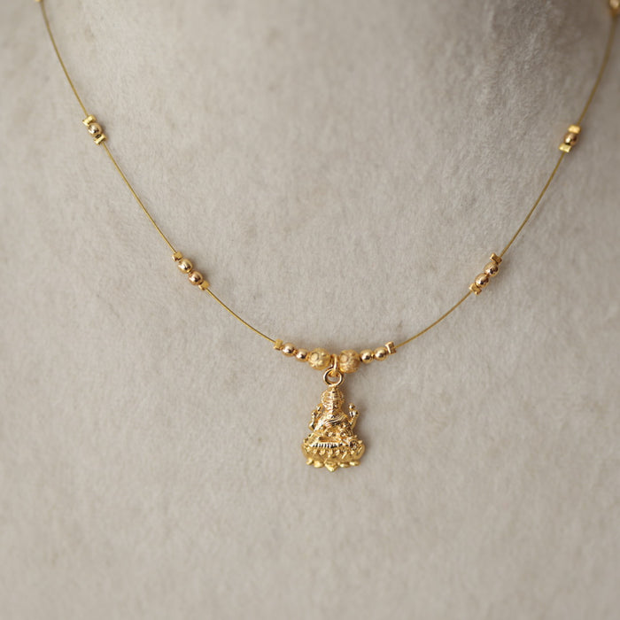 Heritage gold plated temple design invisible short necklace IN956