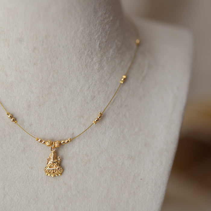 Heritage gold plated temple design invisible short necklace IN956