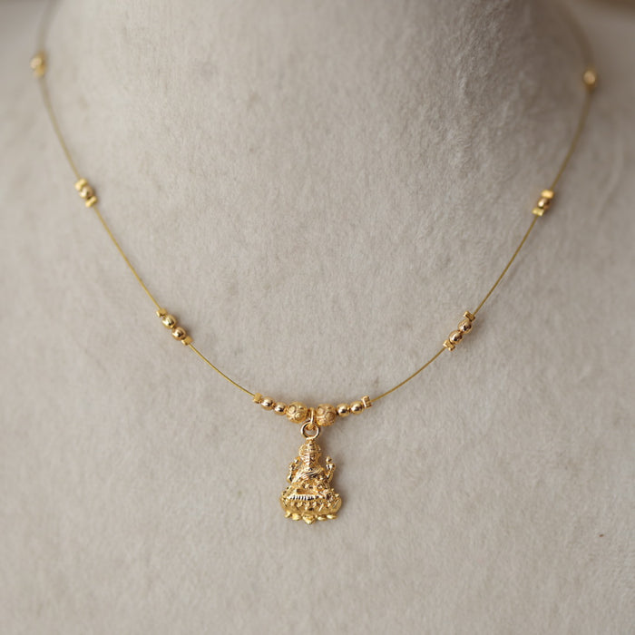 Heritage gold plated temple design invisible short necklace IN956