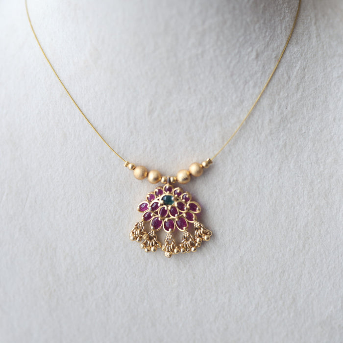 Antique ruby stone invisible short necklace IN2011