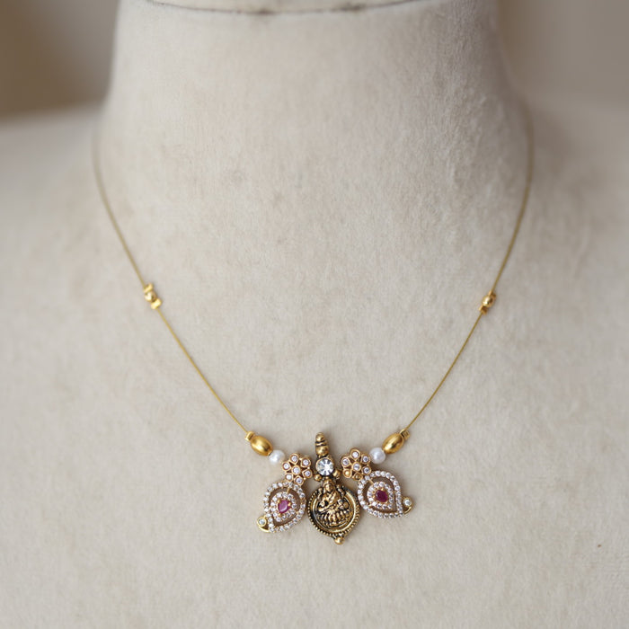Antique temple design invisible short necklace IN322
