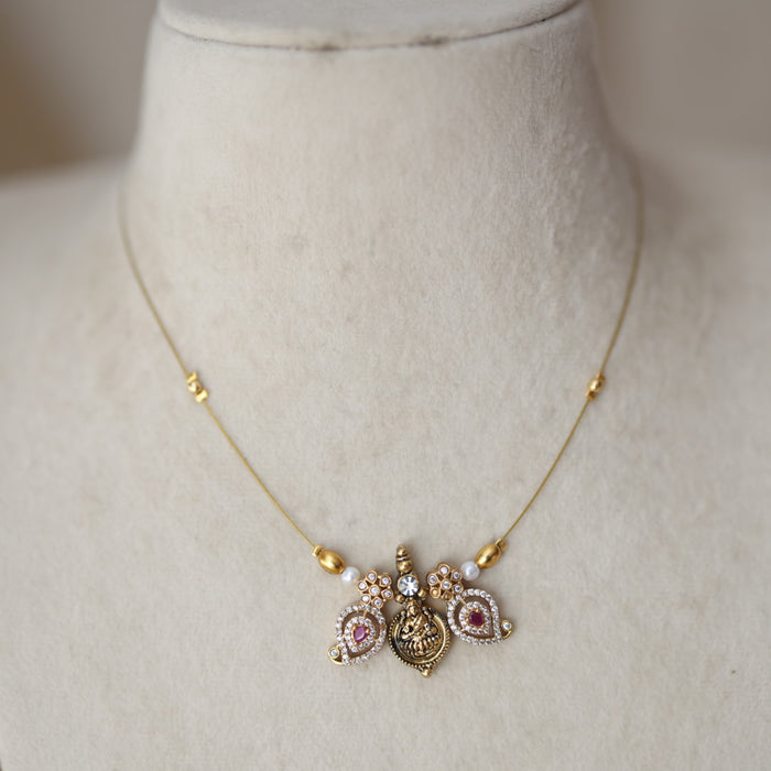 Antique temple design invisible short necklace IN322