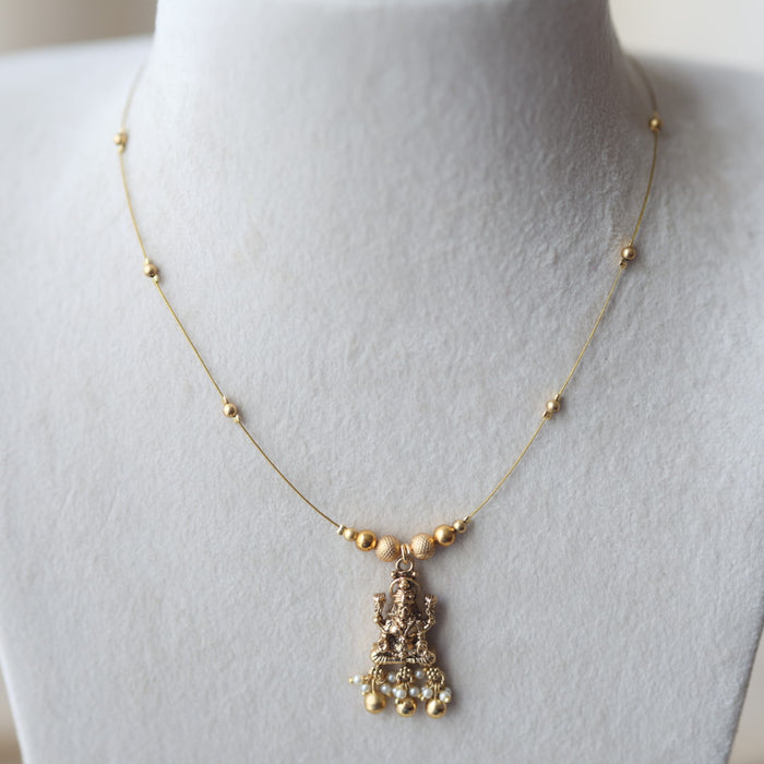 Antique temple design invisible short necklace IN2029