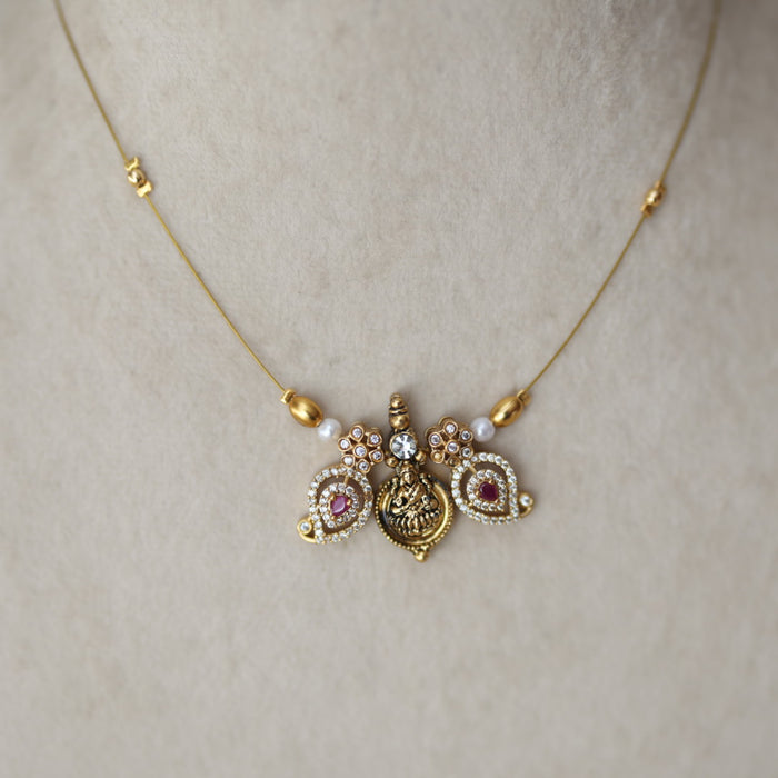 Antique temple design invisible short necklace IN322