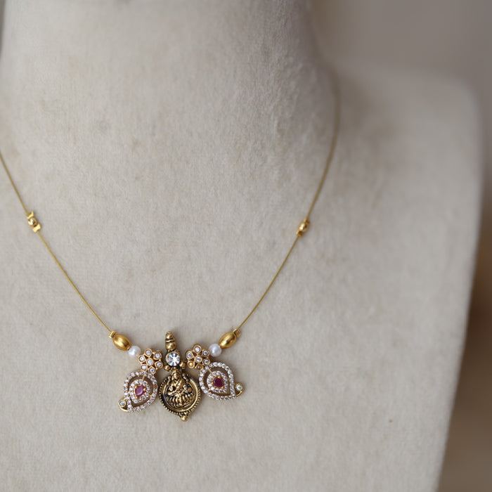 Antique temple design invisible short necklace IN322