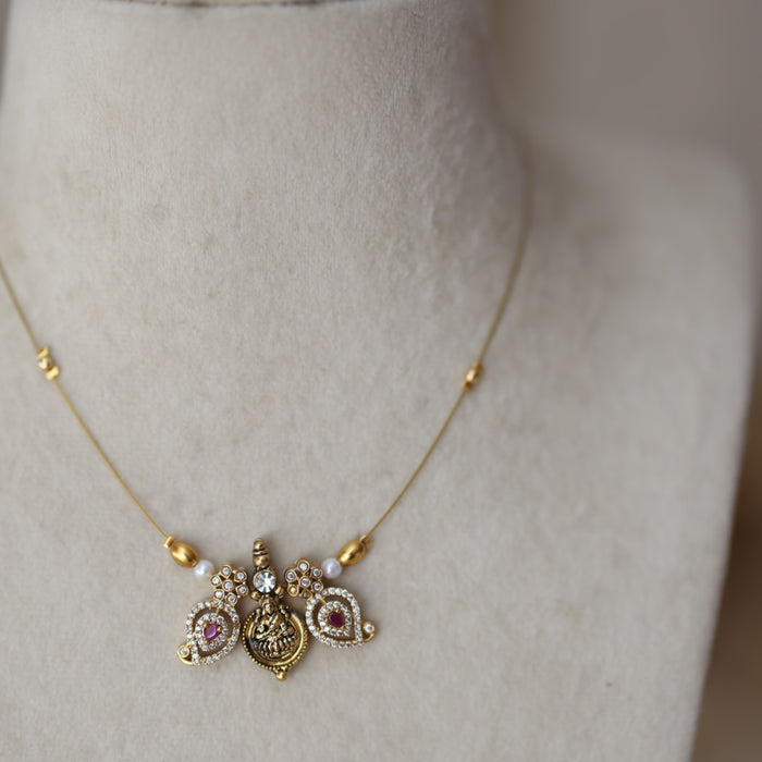 Antique temple design invisible short necklace IN322