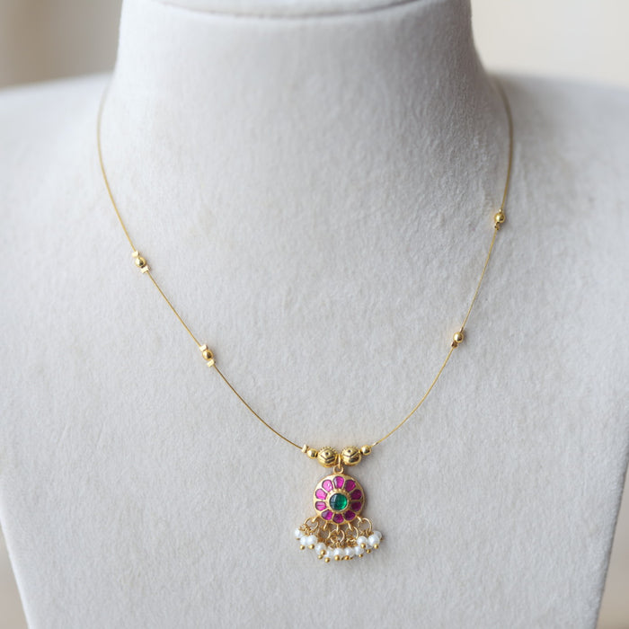 Antique temple design invisible short necklace IN2029