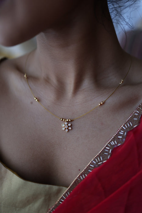 Heritage gold plated invisible short necklace IN954