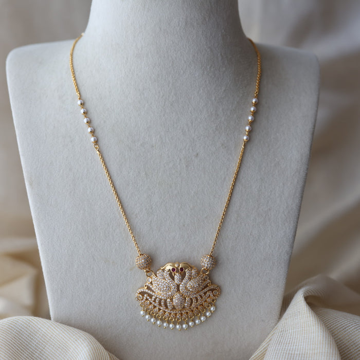 Heritage gold plated white stone padakam necklace HPW212