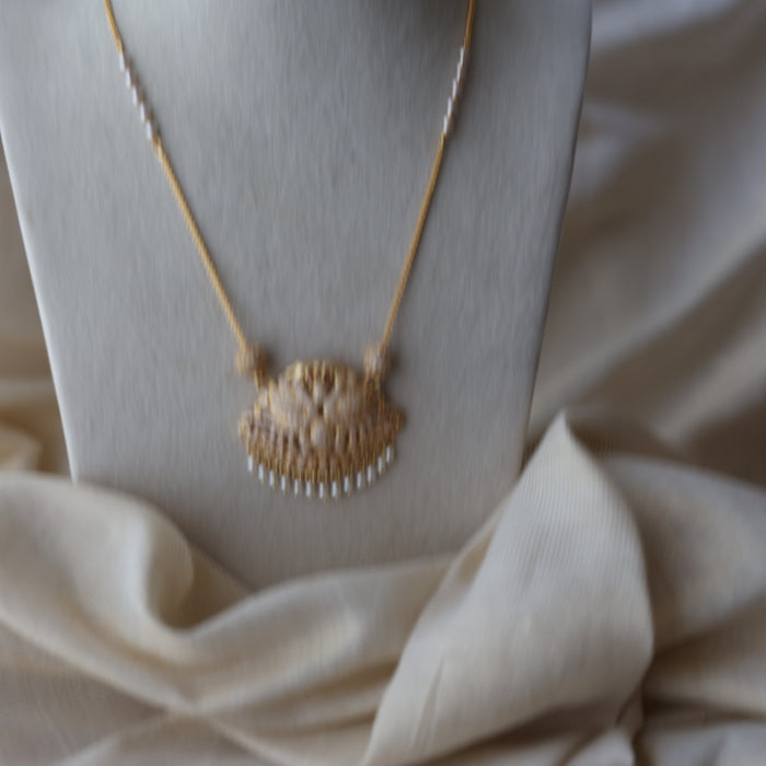 Heritage gold plated white stone padakam necklace HPW212