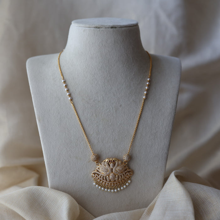 Heritage gold plated white stone padakam necklace HPW212