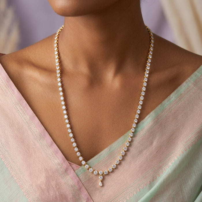 Heritage gold plated white stone short necklace  HWL233