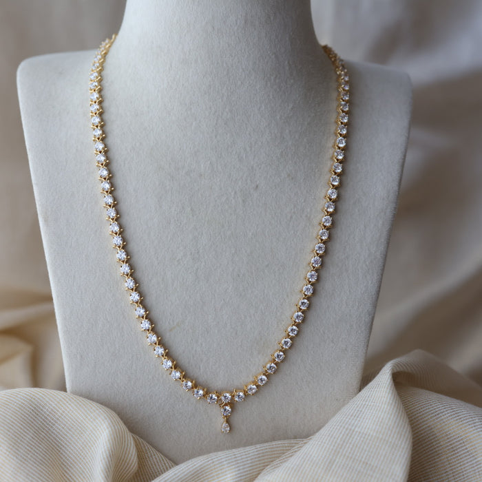 Heritage gold plated white stone short necklace  HWL233