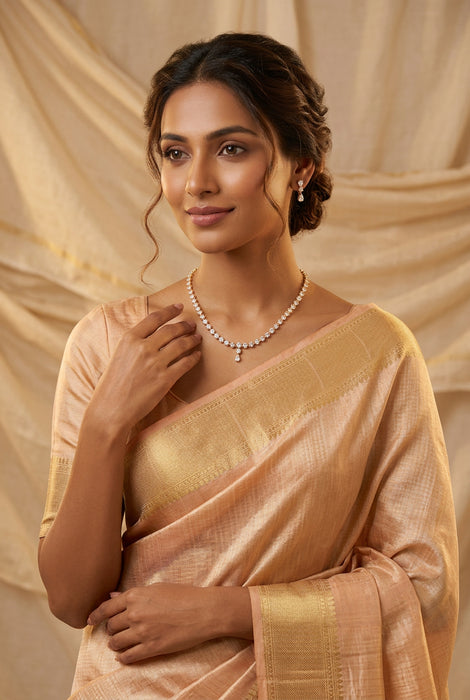 Heritage gold plated white stone short necklace  HWL233