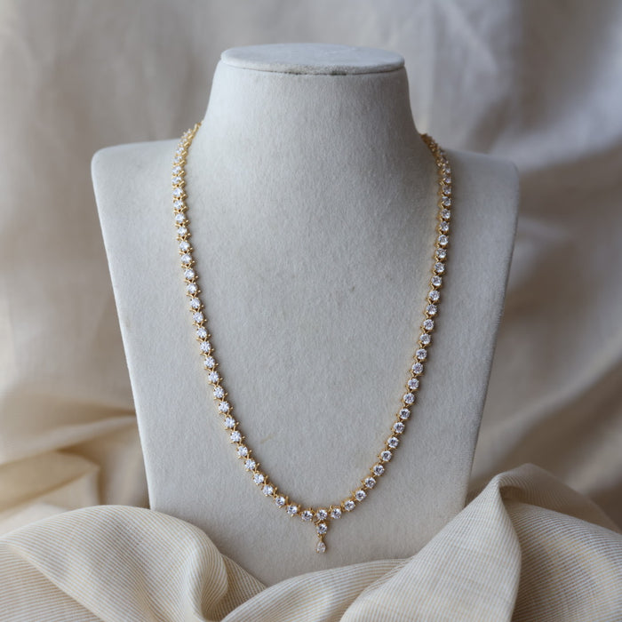 Heritage gold plated white stone short necklace  HWL233