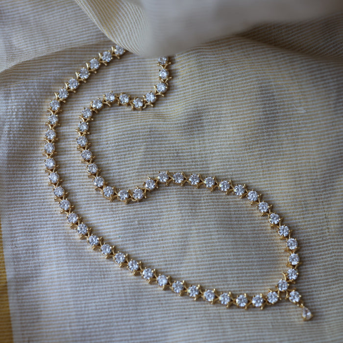 Heritage gold plated white stone short necklace  HWL233