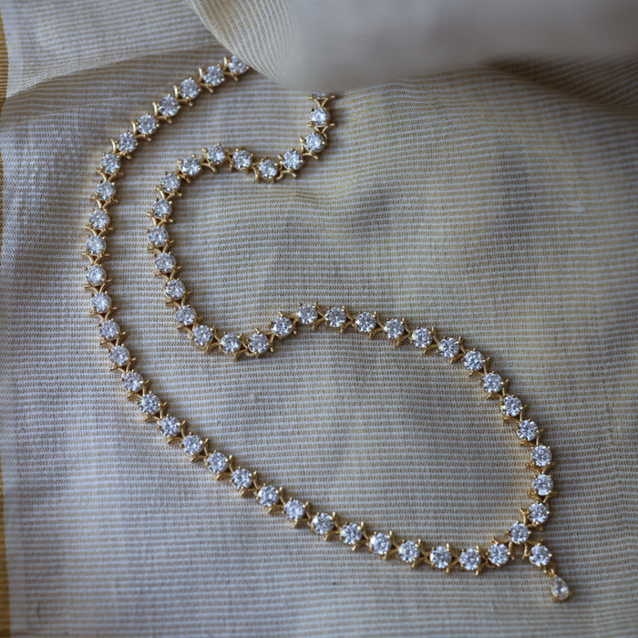 Heritage gold plated white stone short necklace  HWL233