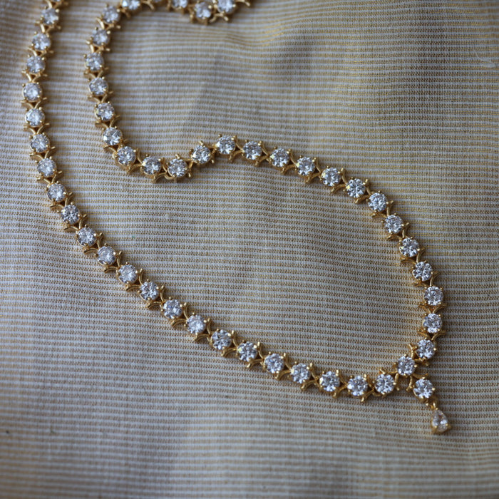 Heritage gold plated white stone short necklace  HWL233