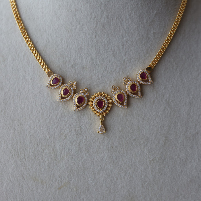 Heritage gold plated ruby white stone short necklace HRW1023