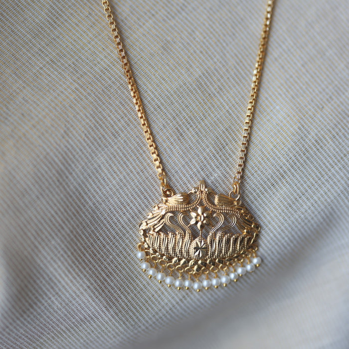 Heritage gold plated simple gold padakam necklace HP543