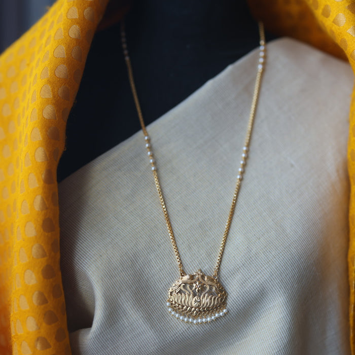 Heritage gold plated simple gold padakam necklace HP543