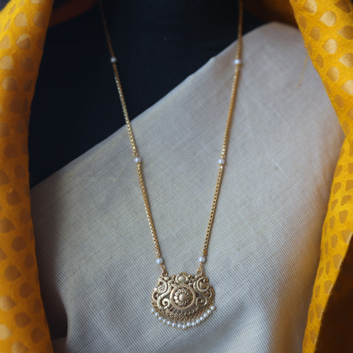 Heritage gold plated simple gold padakam necklace HP988