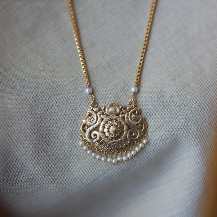 Heritage gold plated simple gold padakam necklace HP988