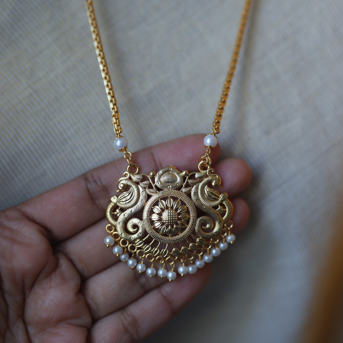 Heritage gold plated simple gold padakam necklace HP988
