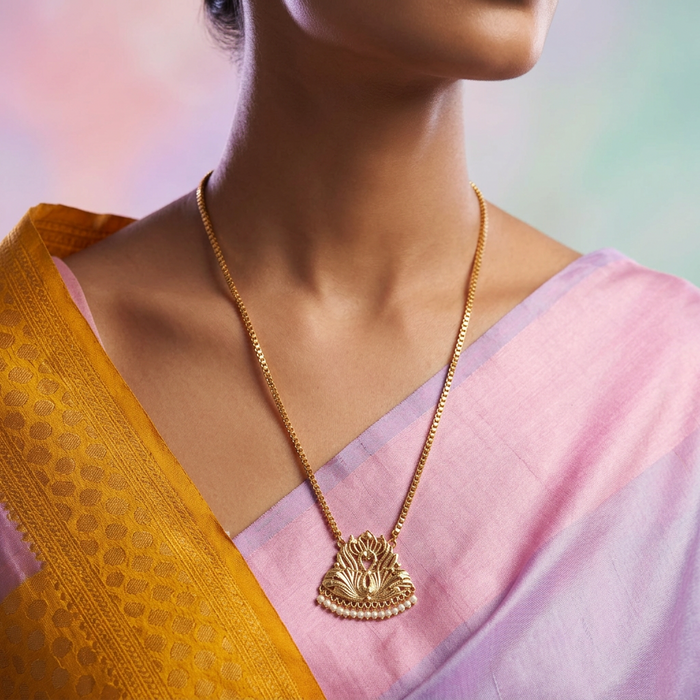 Heritage gold plated simple gold padakam necklace HP677