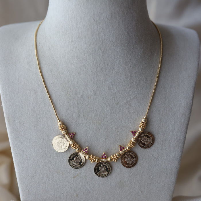 Heritage gold plated coin short necklace H8996