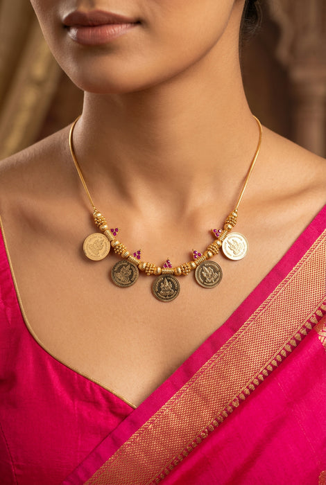 Heritage gold plated coin short necklace H8996