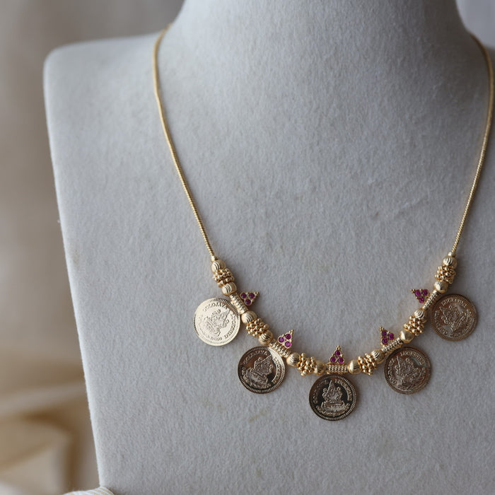 Heritage gold plated coin short necklace H8996