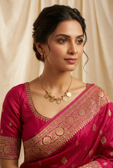 Heritage gold plated coin short necklace H8996
