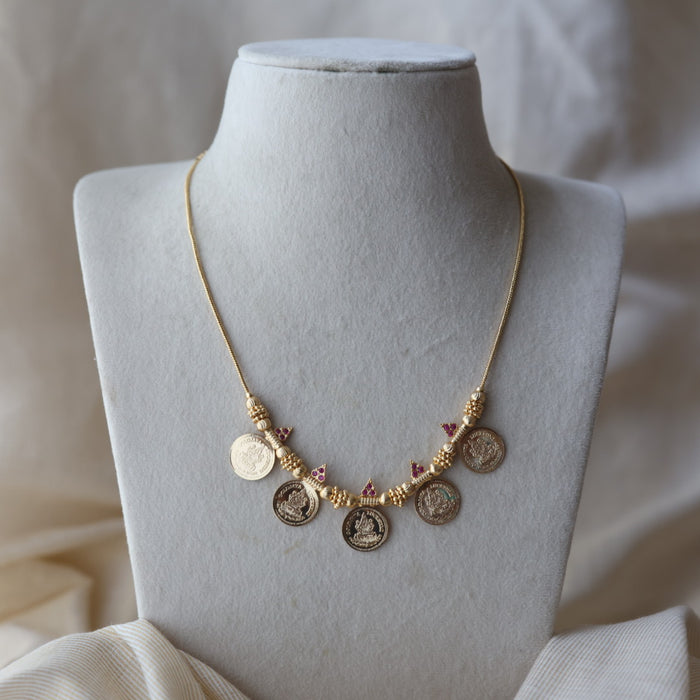 Heritage gold plated coin short necklace H8996