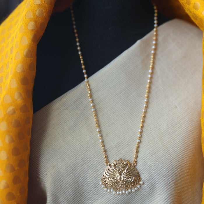 Heritage gold plated simple gold padakam necklace HP8665