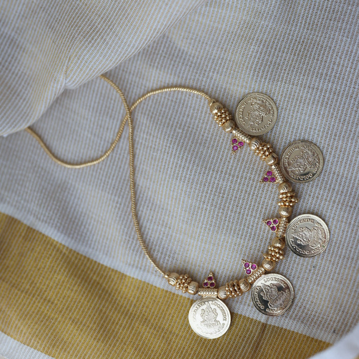 Heritage gold plated coin short necklace H8996