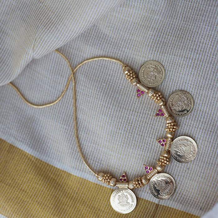 Heritage gold plated coin short necklace H8996