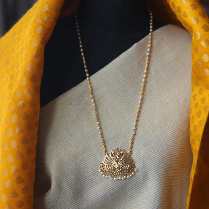 Heritage gold plated simple gold padakam necklace HP8665