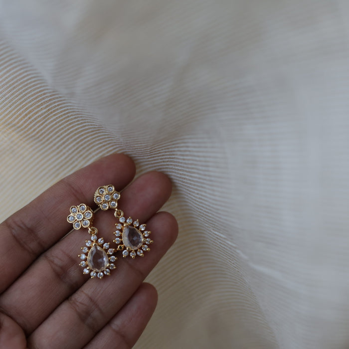 Heritage gold plated white stone short necklace with earrings HW2333