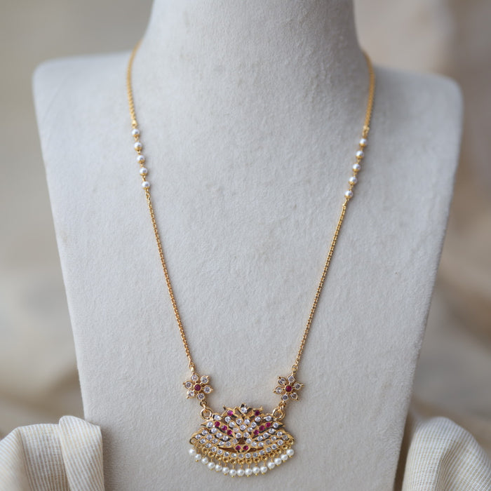Heritage gold plated padakam long necklace HP744