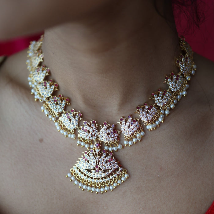 Heritage gold plated ruby white necklace H86267