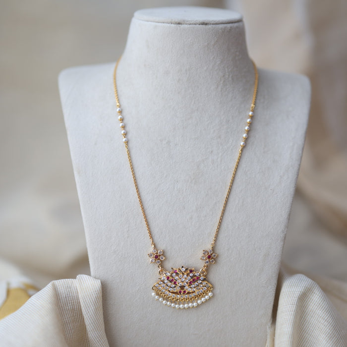 Heritage gold plated padakam long necklace HP744