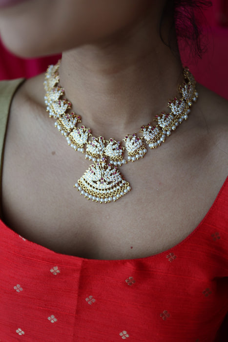 Heritage gold plated ruby white necklace H86267