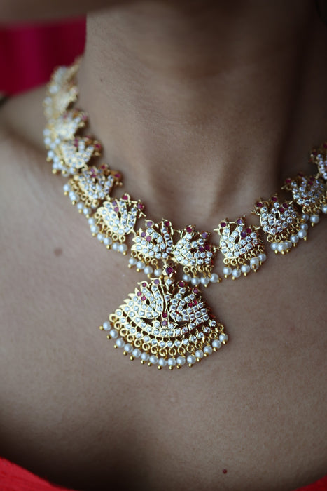 Heritage gold plated ruby white necklace H86267