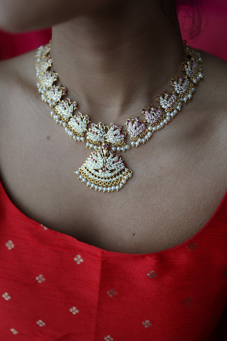 Heritage gold plated ruby white necklace H86267