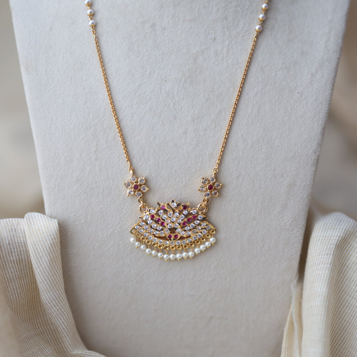 Heritage gold plated padakam long necklace HP744