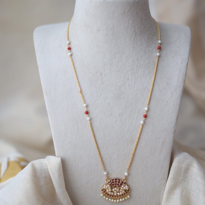 Heritage gold plated padakam long necklace HP5437