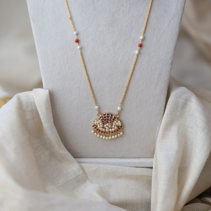Heritage gold plated padakam long necklace HP5437